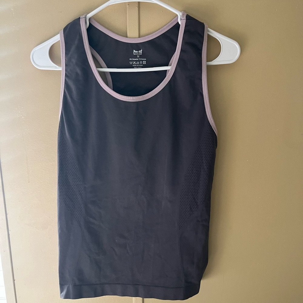 Grey and Pink Athletic Tank Top